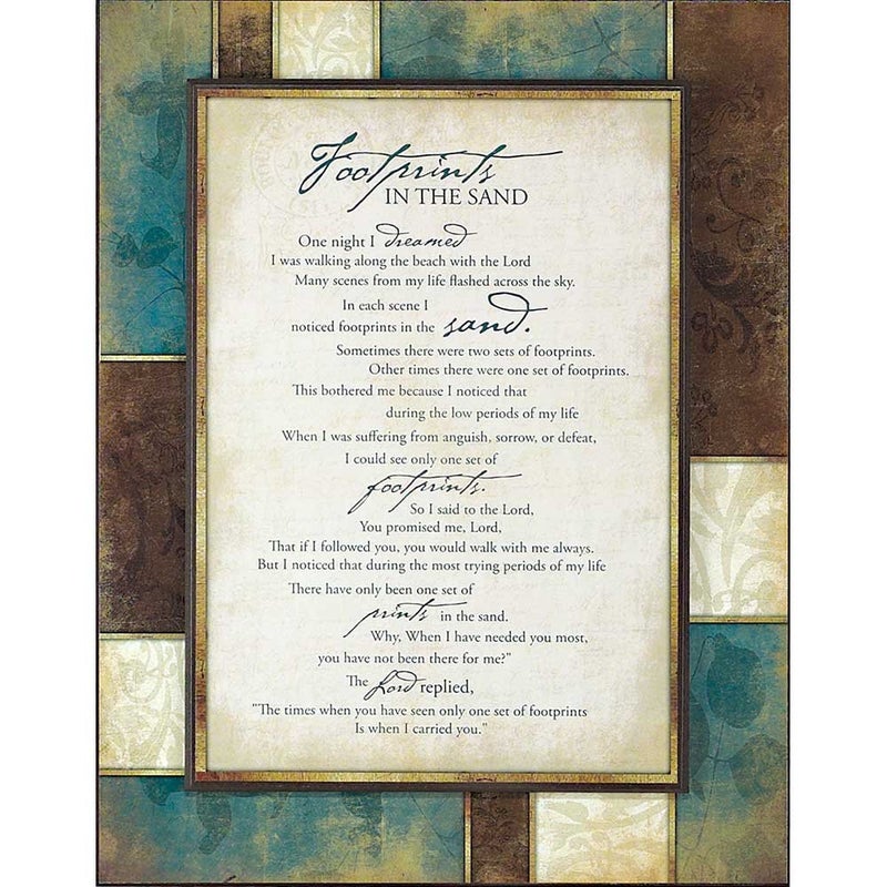 Dicksons Footprints in The Sand Full Verse Stacked 14 x 11 Wood Wall Art Sign Plaque